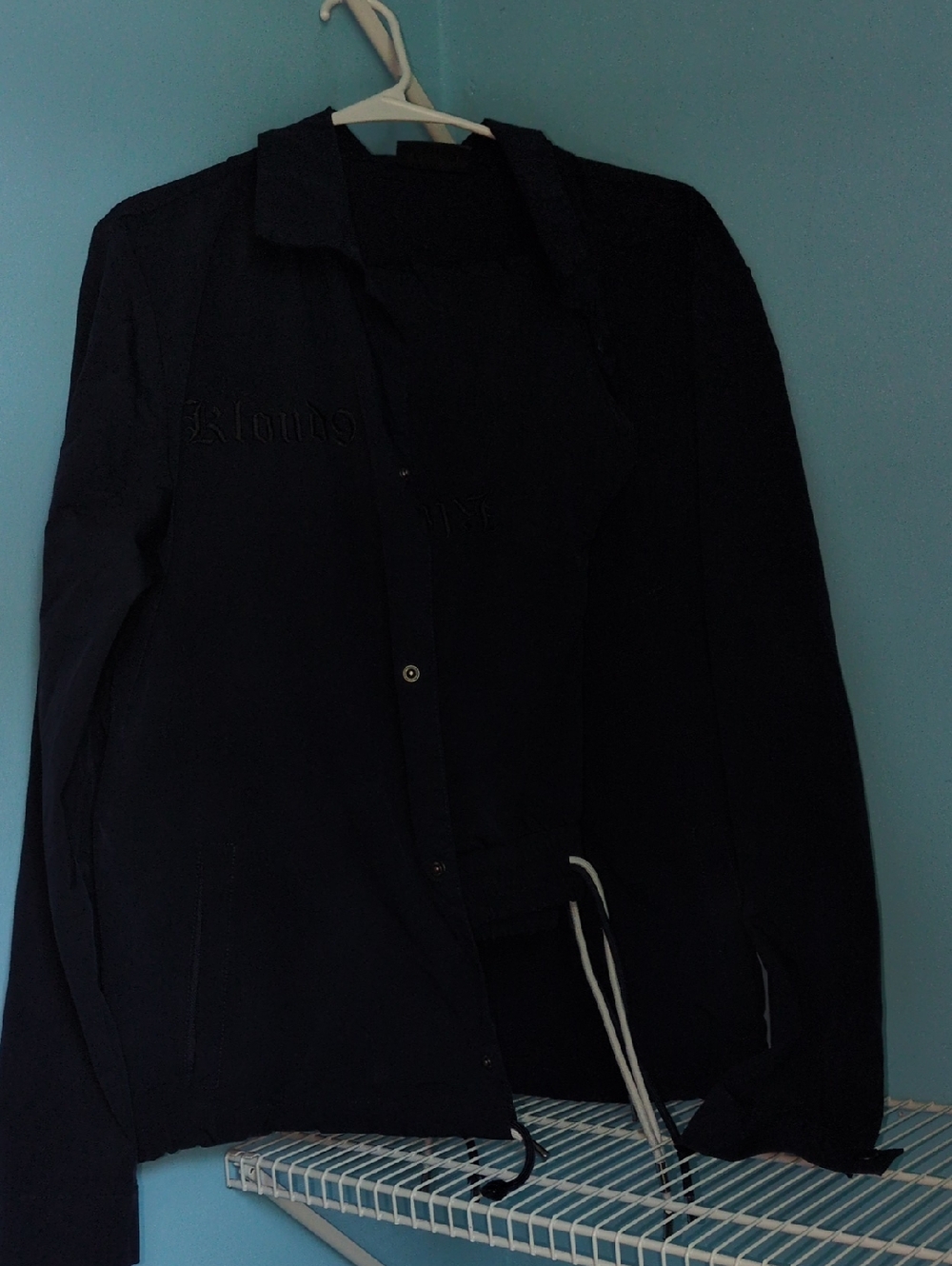 Men's Navy Windbreaker Jacket with Drawcord Hem
